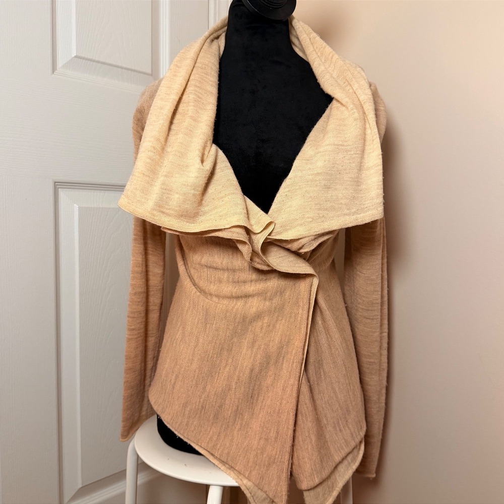 Anthropologie Moth 100% Wool Asymmetrical Sweater Cardigan Buttoned Collar SZ S